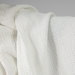 Praná ľanovo-bavlnená látka smotanová vafľová