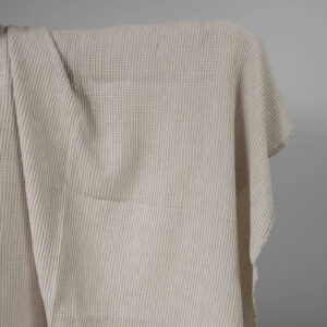 Praná ľanovo-bavlnená látka béžová vafľová