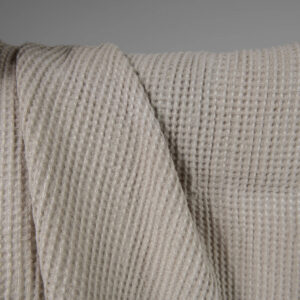 Praná ľanovo-bavlnená látka béžová vafľová