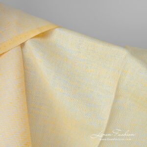 Ľanovo-bavlnená látka žlto-biela drobný vzor