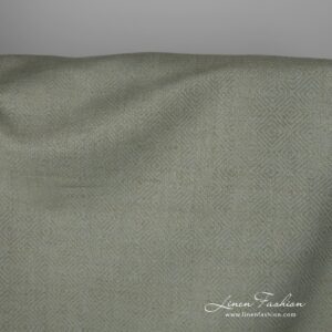 Ľanovo-bavlnená látka v sivozelenom kosoštvorcovom vzore