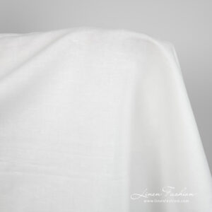 Ľanovo-bavlnená tkanina biela v keprovej väzbe