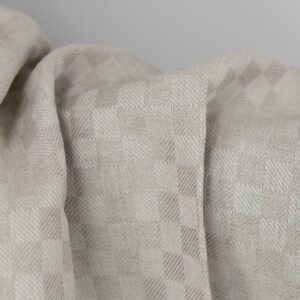 Ľanovo-bavlnená látka biela a prírodná keprové kocky