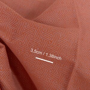 Ľanovo-bavlnená látka oranžový a fialový kosoštvorcový vzor