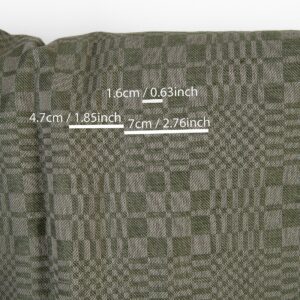 Ľanovo-bavlnená tkanina zelené a béžové keprové kocky