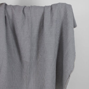 Praná ľanovo-bavlnená látka sivý vzor kohútia stopa