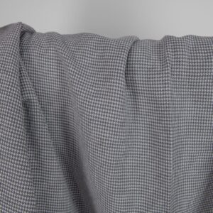 Praná ľanovo-bavlnená látka sivý vzor kohútia stopa