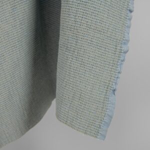 Praná ľanovo-bavlnená látka modrozelená vafľová