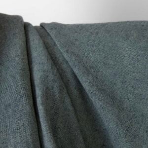Ľanovo-bavlnená tkanina zeleno-tmavomodrá melanž praná