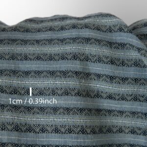 Ľanovo-bavlnená látka modré a zelené vzorované pruhy praná