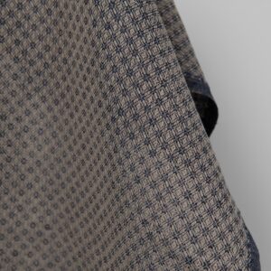 Ľanovo-bavlnená tkanina modrý a béžový kosoštvorcový vzor