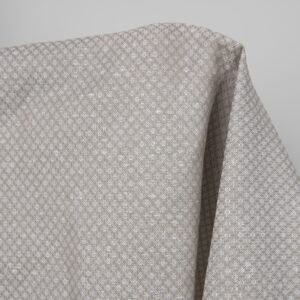 Linen cotton fabric dark beige and white diamonds product photo