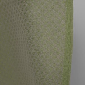 Ľanovo-bavlnená látka zelený a béžový kosoštvorcový vzor