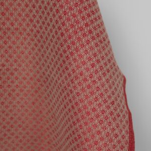 Ľanovo-bavlnená tkanina červený a béžový kosoštvorcový vzor