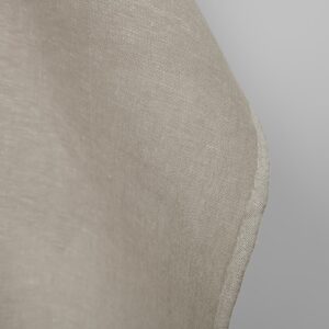 Ľanovo-bavlnená tkanina tmavo béžová a biela melanž