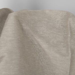 Ľanovo-bavlnená tkanina tmavo béžová a biela melanž