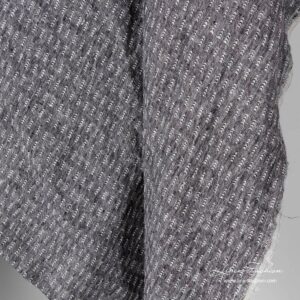 Patterned linen fabric in black white mix, washed