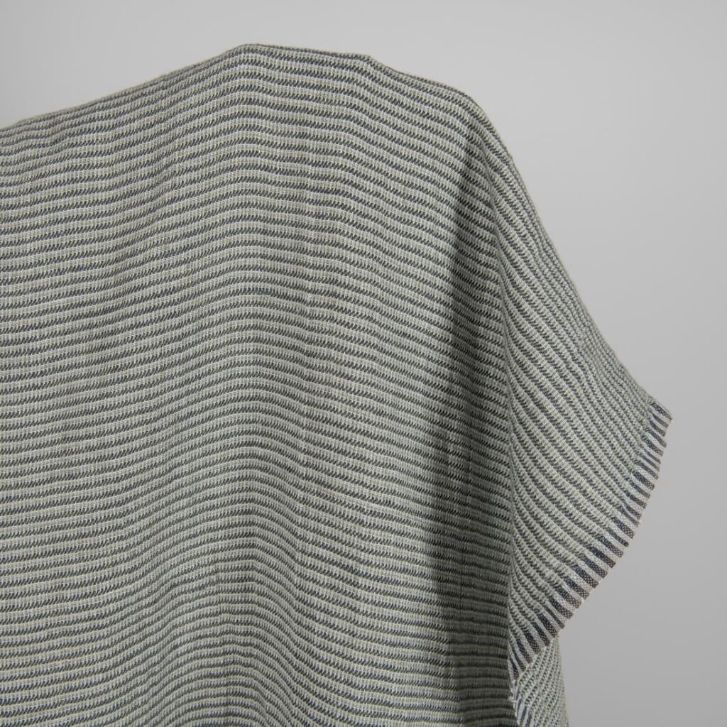 Washed linen fabric green-grey small pattern product photo