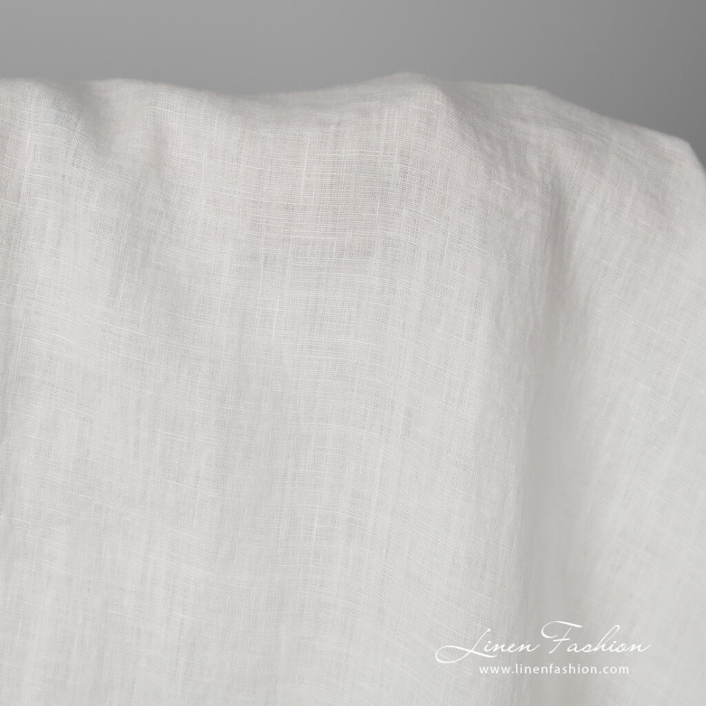 Lightweight washed linen fabric white colour product photo