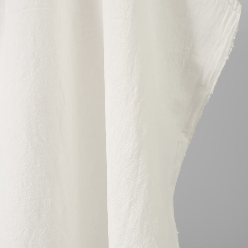 Wide washed linen cotton fabric off-white colour edge