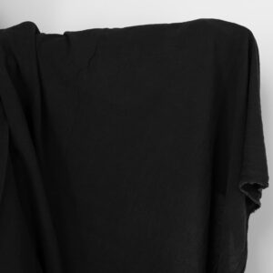 Široká praná ľanovo-bavlnená látka čierna