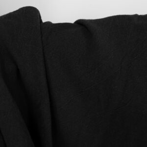 Široká praná ľanovo-bavlnená látka čierna