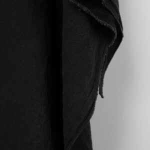 Široká praná ľanovo-bavlnená látka čierna