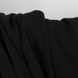 Široká praná ľanovo-bavlnená látka čierna