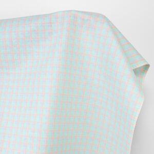 Ľanovo-bavlnená látka jasné pastelové kocky