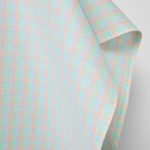 Ľanovo-bavlnená látka jasné pastelové kocky