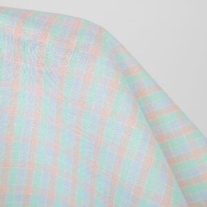 Ľanovo-bavlnená látka jasné pastelové kocky