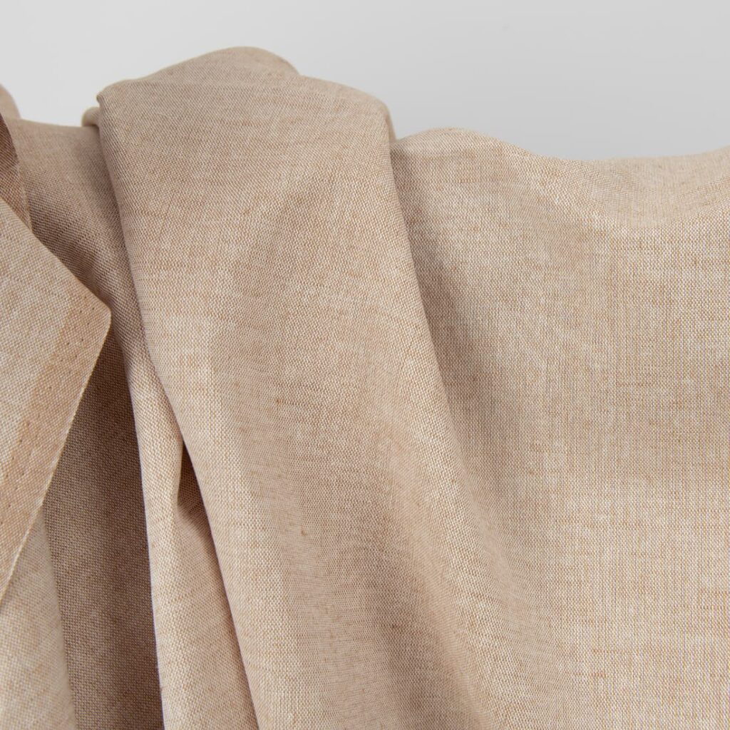 Wide linen cotton fabric light brown colour product photo