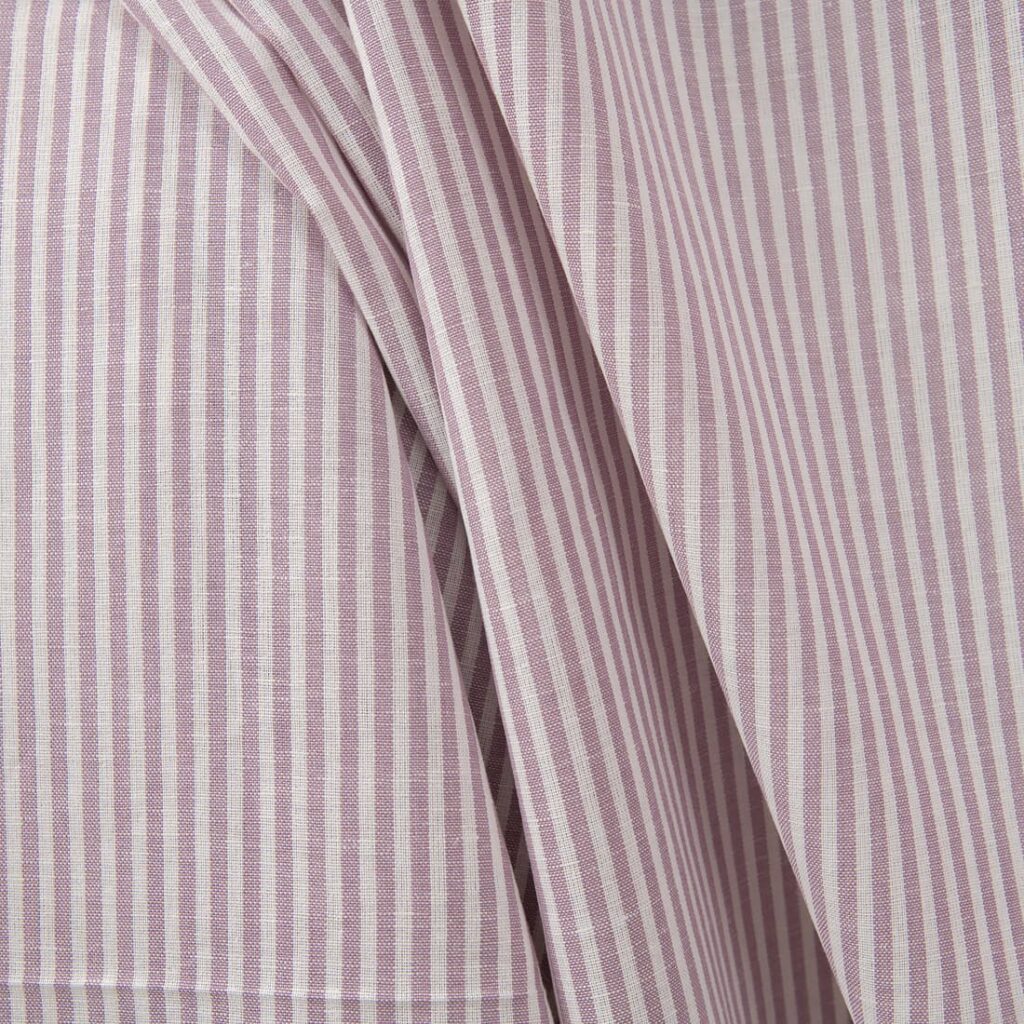 Wide linen cotton fabric in white and lilac stripes product photo