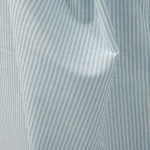 Široká ľanovo-bavlnená látka v bielych a svetlotyrkysových pruhoch