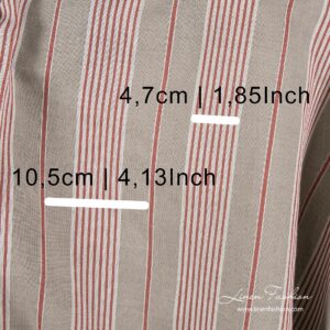 Linen blend fabric with white and red stripe width measures