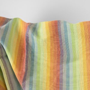 Ľanovo-bavlnená tkanina v dúhových farebných pruhoch