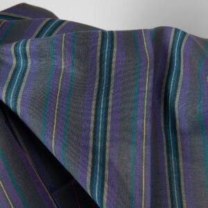 Ľanovo-bavlnená látka s fialovými a modrými pruhmi