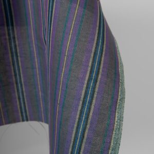 Ľanovo-bavlnená látka s fialovými a modrými pruhmi