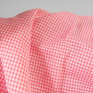 Ľanovo-bavlnená tkanina v žiarivo ružových kockách