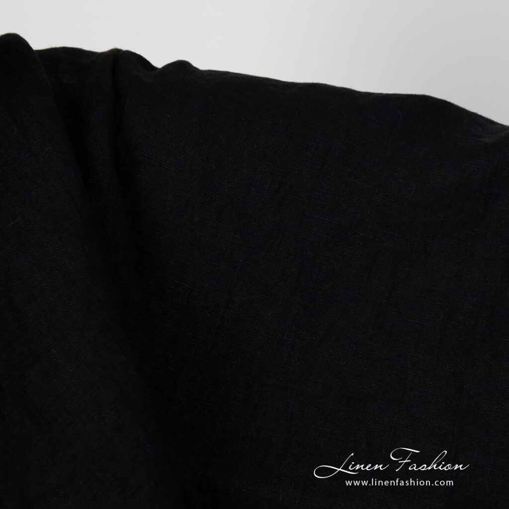 Washed linen fabric black colour product photo