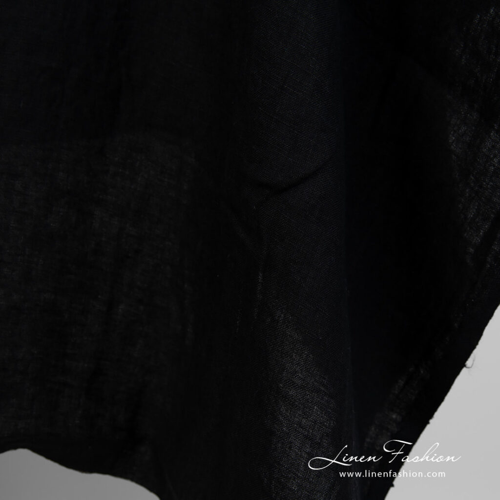 Washed linen fabric black colour edge