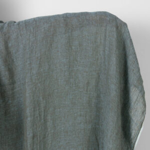 Ľanová látka zeleno-tyrkysová melanž priesvitná praná