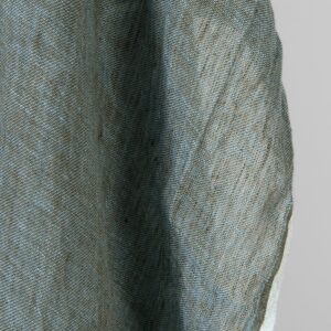 Ľanová látka zeleno-tyrkysová melanž priesvitná praná