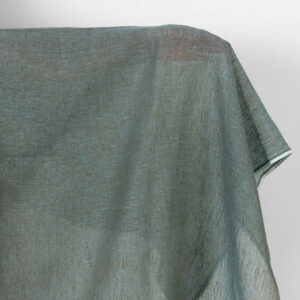 Ľanová látka zeleno tyrkysová melanž priesvitná