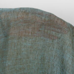 Ľanová látka zeleno tyrkysová melanž priesvitná