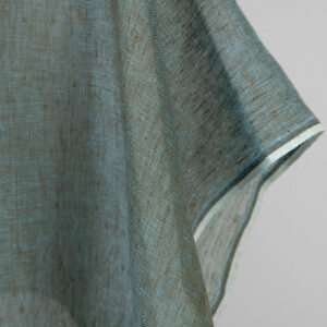 Ľanová látka zeleno tyrkysová melanž priesvitná