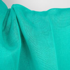 Ľanová tkanina priesvitná jasná tyrkysovo zelená