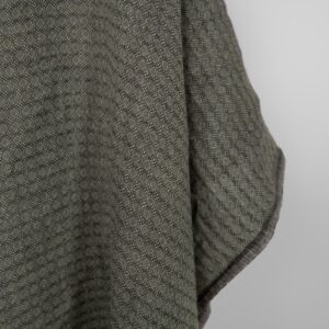 Praná ľanová látka tmavosivý a zelený kosoštvorcový vzor