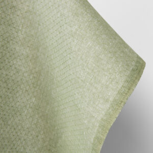 Ľanová látka bledá šalviovo zelená kosoštvorcový vzor