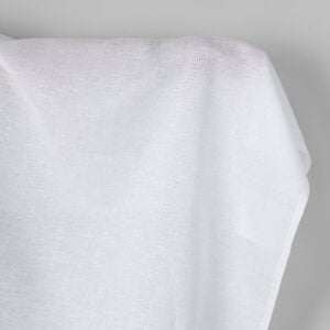 Ľanovo-bavlnená tkanina žiarivo biela s dvoma radmi kociek